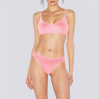 Pink striped stretch women's bikini set