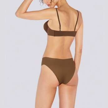 Brown deep V-neck backless women's bikini set