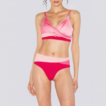 Color block high waisted sexy women's bikini set