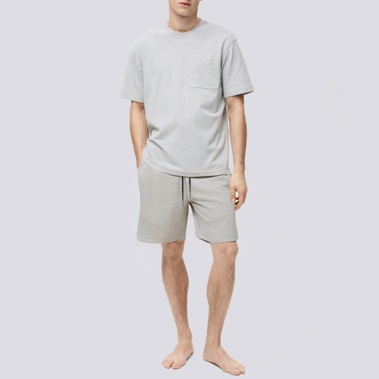 Grey elastic waist loose men's pajama pants