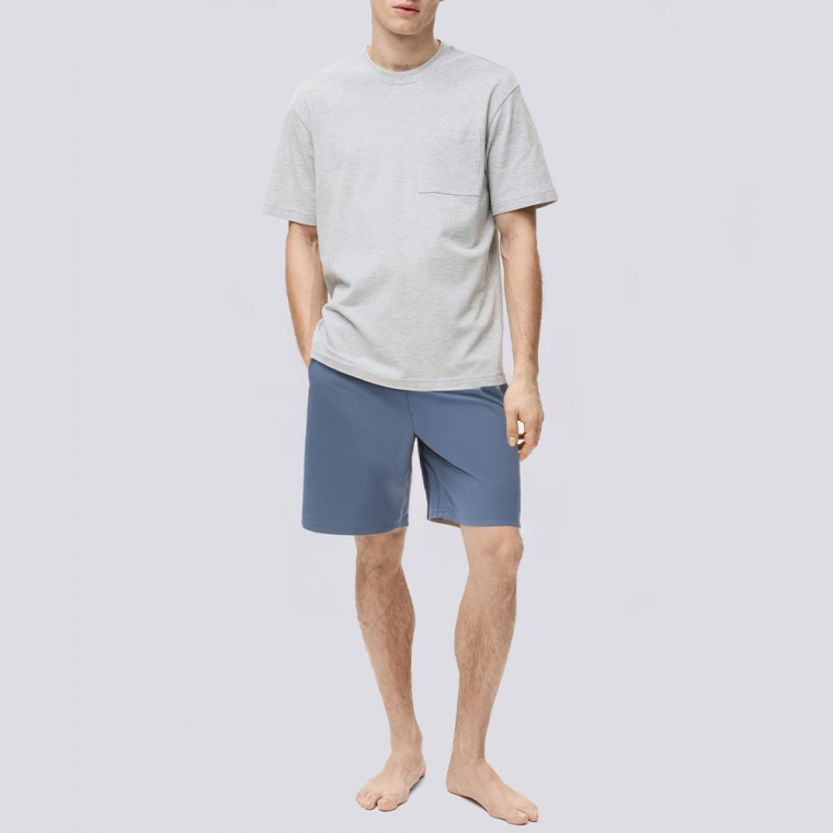 Blue elastic waist breathable men's pajama pants