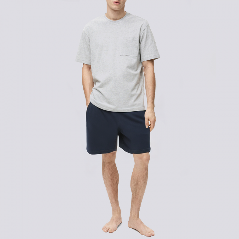 High quality dark blue elastic waist men's pajama pants