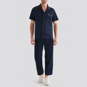 Blue soft skin-friendly men's pajama set