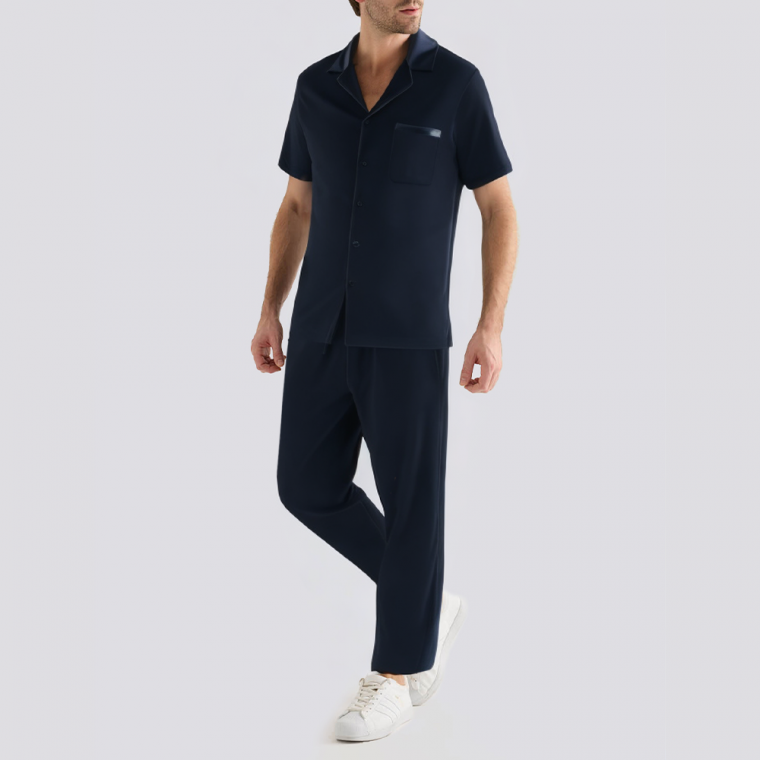 Blue soft skin-friendly men's pajama set