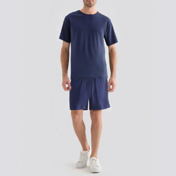 Blue crew neck short men's pajama set