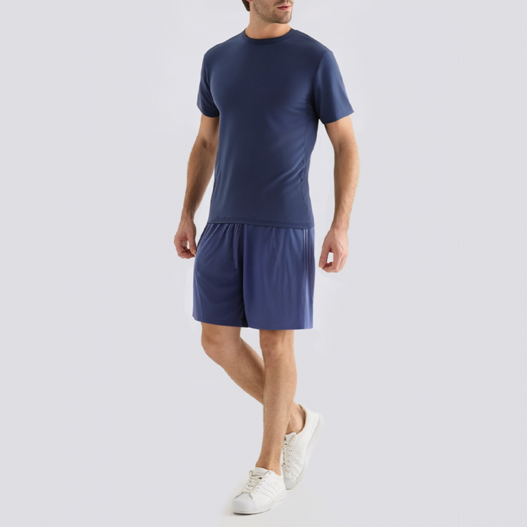Blue crew neck short men's pajama set