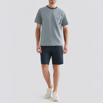Round neck short sleeve skin-friendly men's pajama set