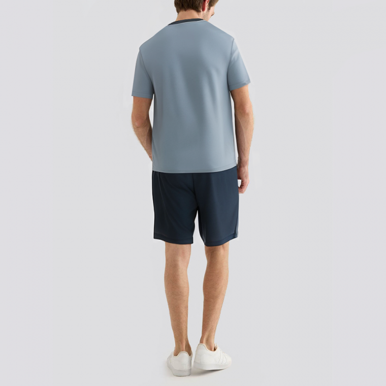 Round neck short sleeve skin-friendly men's pajama set