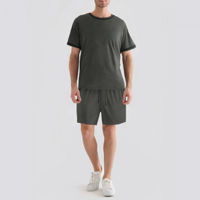 Summer comfortable crew neck men's pajama set