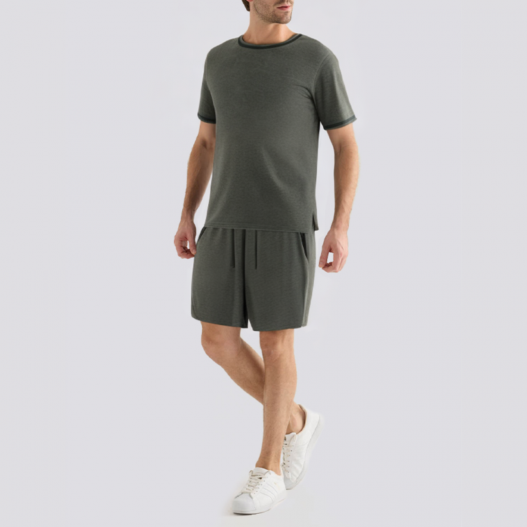 Summer comfortable crew neck men's pajama set