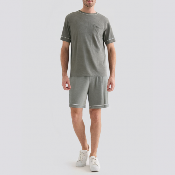 High quality round neck breathable men's pajama set