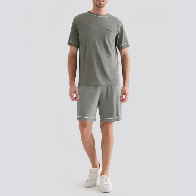 High quality round neck breathable men's pajama set
