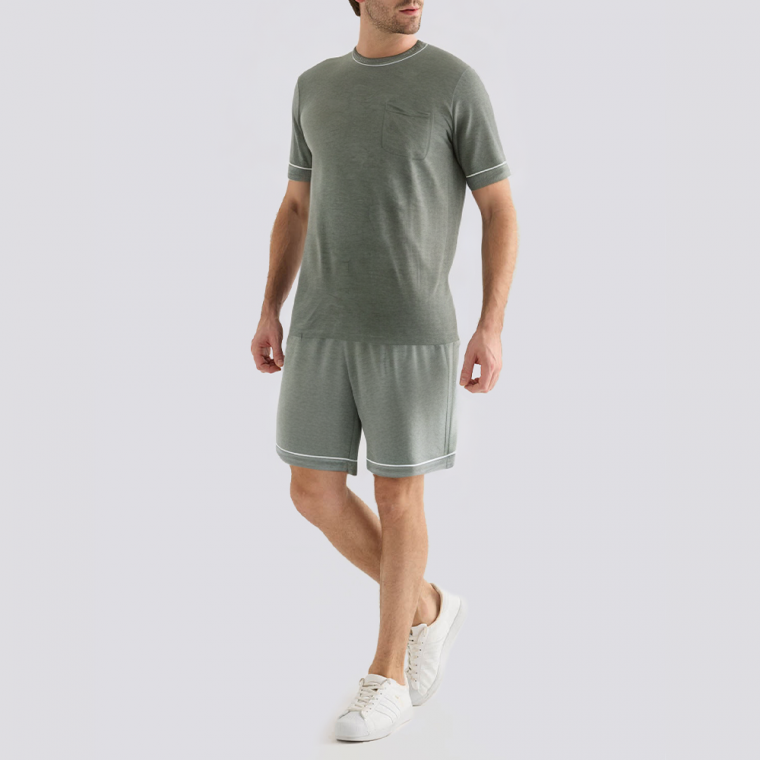 High quality round neck breathable men's pajama set