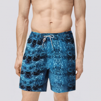 Water pattern print straight leg men's swimming trunks