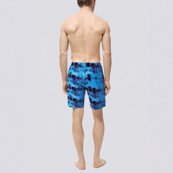 Water pattern print straight leg men's swimming trunks