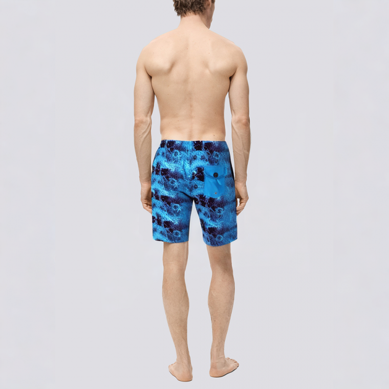 Water pattern print straight leg men's swimming trunks