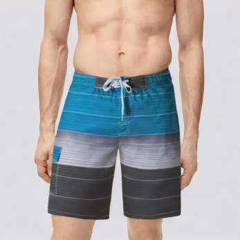 Stripe print quick-drying men's swimming trunks