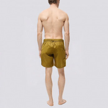 Brown pleated lightweight men's swim trunks