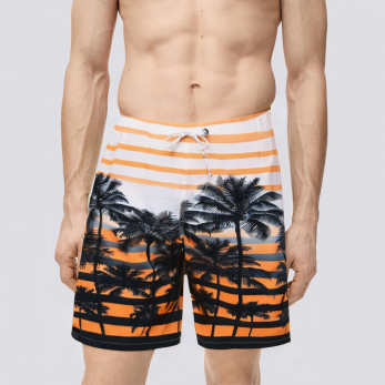 Stylish straight quick-drying men's swimming trunks