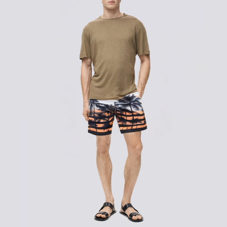 Stylish straight quick-drying men's swimming trunks