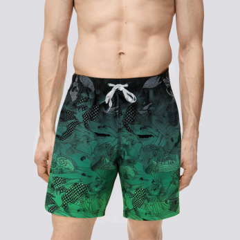 Ombre print stretch men's swim trunks