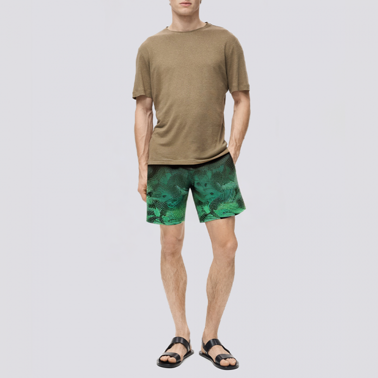 Ombre print stretch men's swim trunks