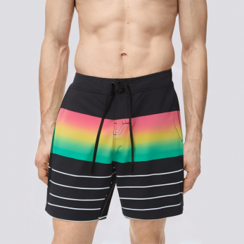 Striped colorful breathable men's swimming trunks