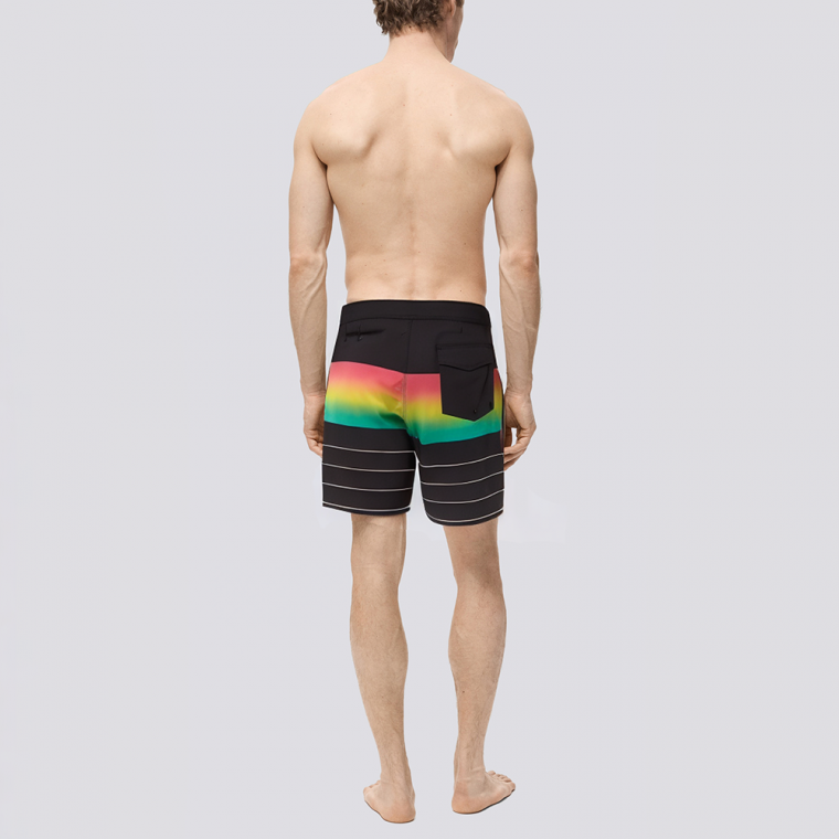 Striped colorful breathable men's swimming trunks