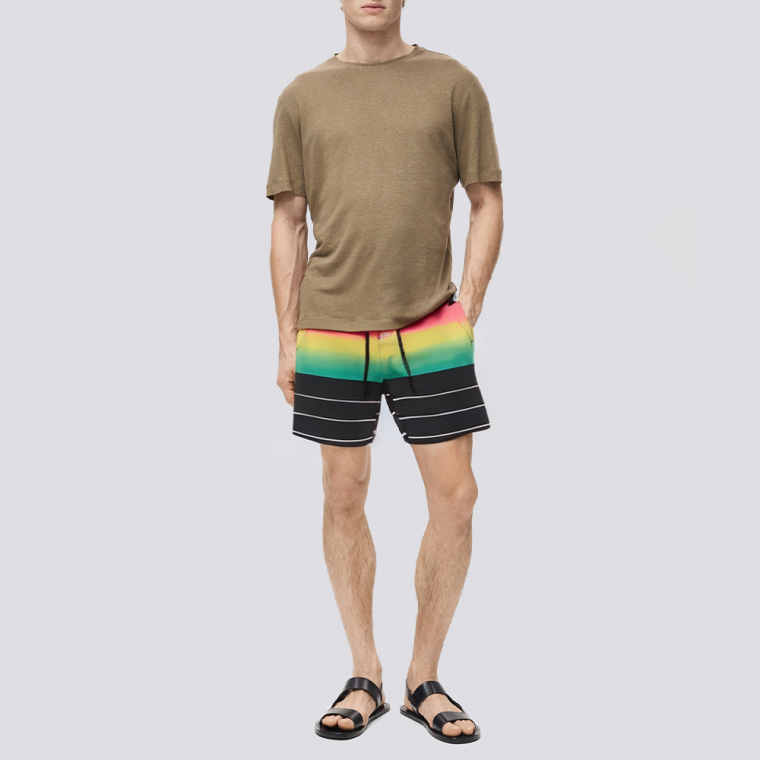 Striped colorful breathable men's swimming trunks