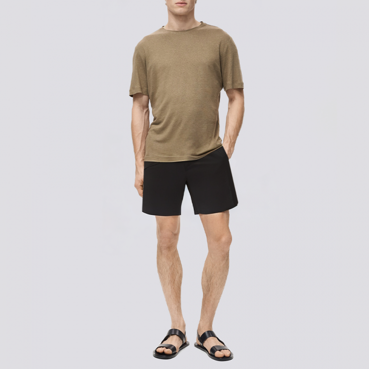 Black lightweight breathable men's swim trunks