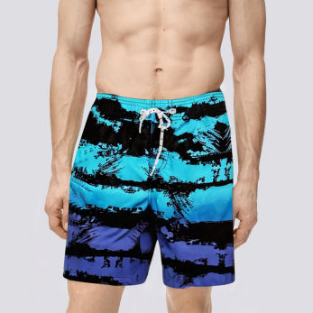 Printed quick-drying straight men's swimming trunks