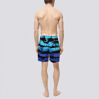 Printed quick-drying straight men's swimming trunks
