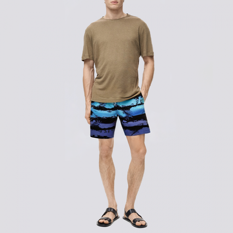 Printed quick-drying straight men's swimming trunks