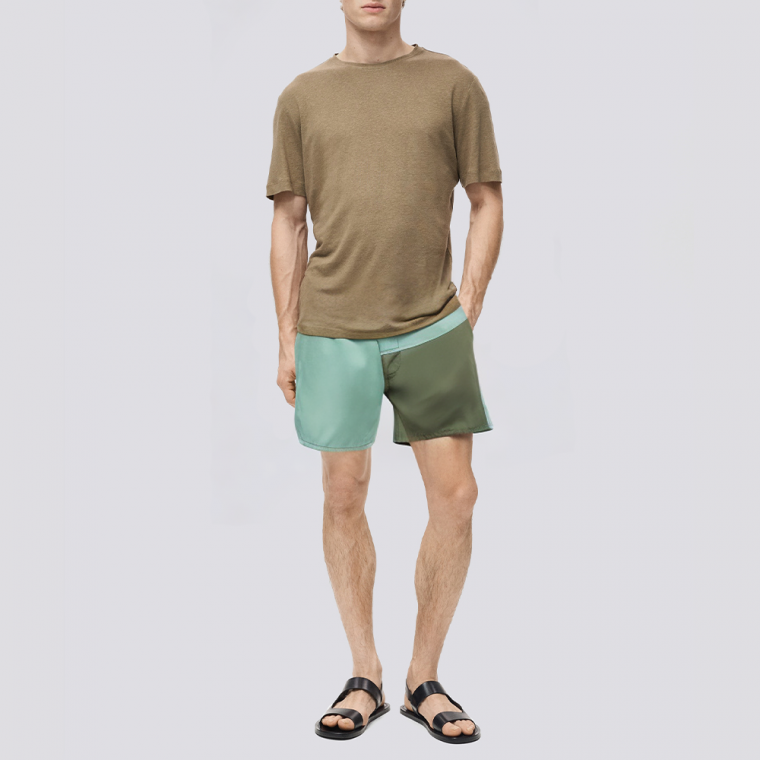 Contrast color stitching quick dry men's swimming trunks
