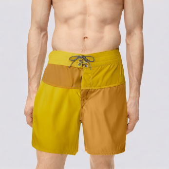 Yellow contrast patchwork men's swimming trunks