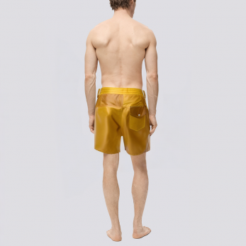 Yellow contrast patchwork men's swimming trunks