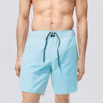 Men's four-way stretch blue swim trunks
