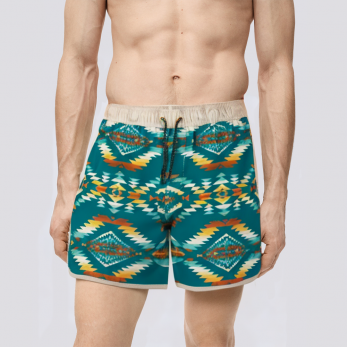 Men's retro navajo totem print swim trunks