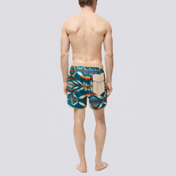 Men's retro navajo totem print swim trunks