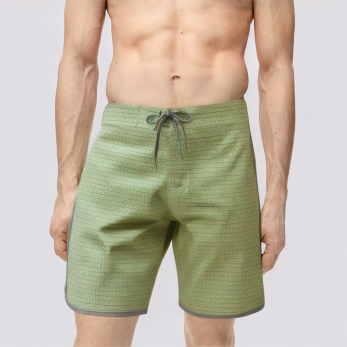 Green side slit stretch men's swimming trunks