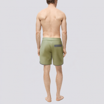 Green side slit stretch men's swimming trunks