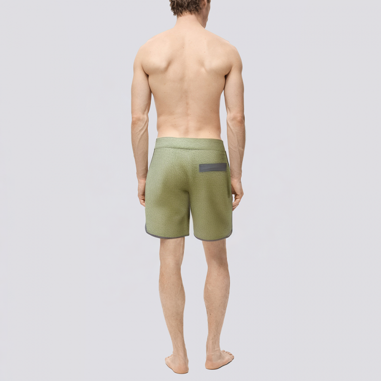 Green side slit stretch men's swimming trunks
