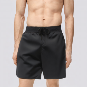 Black elastic breathable men's swimming trunks