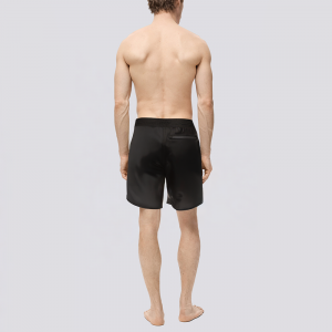 Black elastic breathable men's swimming trunks