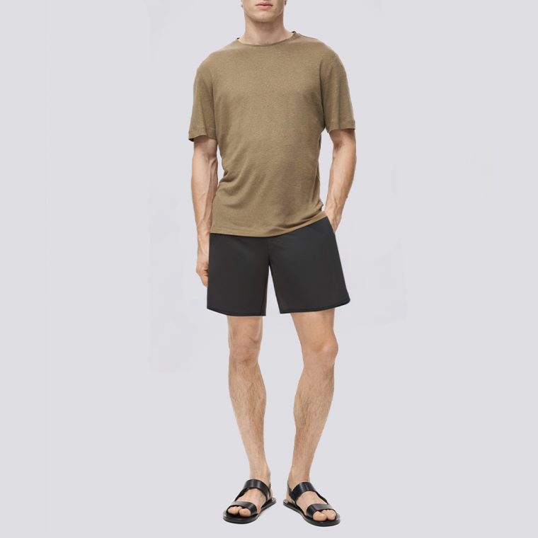 Black elastic breathable men's swimming trunks