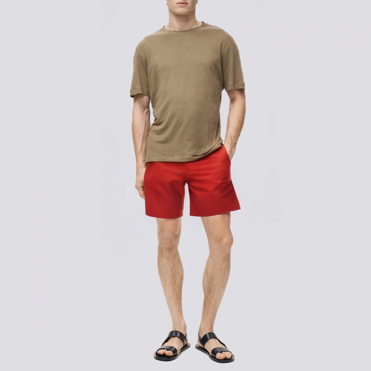 Summer red quick-drying men's swimming trunks