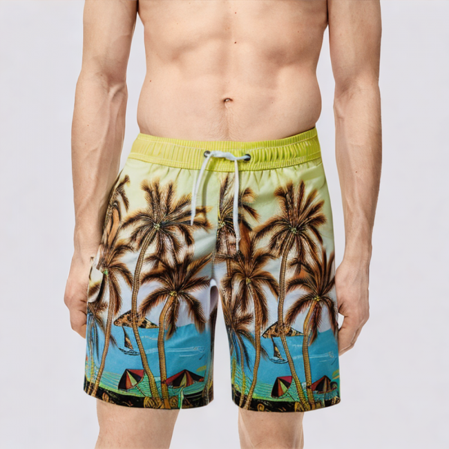 Lightweight loose straight men's swimming trunks