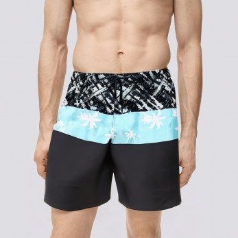 Men's patchwork printed quick-drying swimming trunks