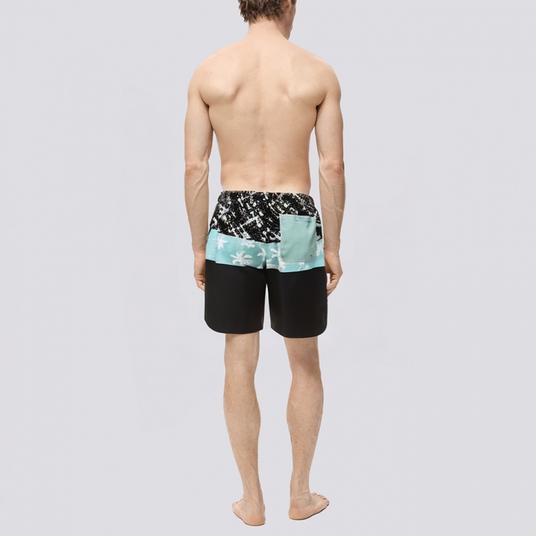 Men's patchwork printed quick-drying swimming trunks