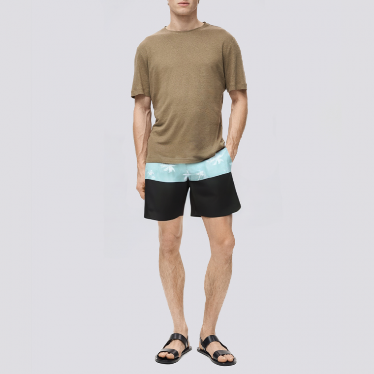 Men's patchwork printed quick-drying swimming trunks